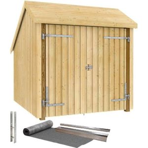 Fietsoverkapping, van hout, h x b x d = 2500 x 2910 x 2290 mm (5,7 m²), met dubbele deur