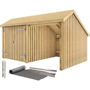 Multi tuinhuis dubbele deur / open 10,5 m2 onbehandeld compleet 248 x 432 x 250 cm - Type C