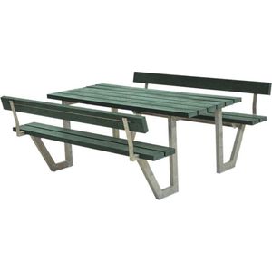 Picknicktafel gerecycled kunststof groen - Wega 2 rugleuning 185 x 177 x 76 cm