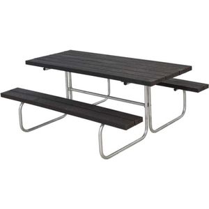 Picknicktafel gerecycled kunststof - Classic zwart 155 x 177 x 73 cm