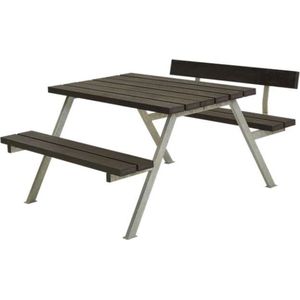 Picknicktafel gerecycled kunststof zwart - Alpha 1 rugleuning 173 x 118 x 76 cm