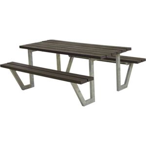 Picknicktafel gerecycled kunststof zwart - Wega 161 x 177 x 73 cm