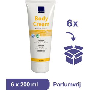 Abena Bodycreme Voordeelverpakking - Ongeparfumeerd - 6 x 200 ml - Bodycreme Dames - Bodycreme voor Droge Huid - Bevat Shea Butter - Vegan