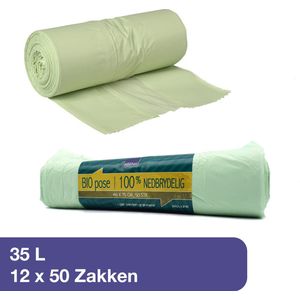 ABENA Biozakken (600 stuks) - 35 Liter biologisch afbreekbare afvalzakken. Transparant, composteerbaar en Milieu vriendelijk. Pak van 600 zakken (12x50) - 75x46cm - Geschikt voor GFT-afval