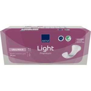 ABENA Light Premium Ultra Mini - 24x Incontinentie inlegkruisje Dames en Heren - Inlegverband voor Licht Urineverlies - 8x19cm / 80ml