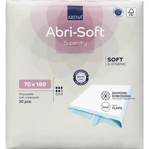 ABENA Abri-Soft Superdry, 30xwegwerp onderleggers 70 x 180 cm, Pak, ter bescherming van matras- Absorptie 1750 ml, lichtblauw