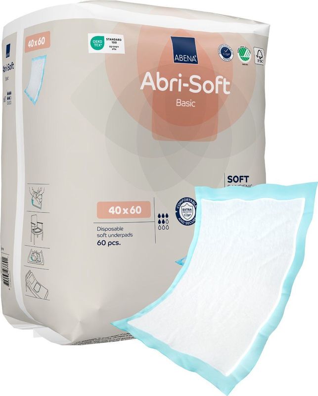 Abena - Abri-Soft Basic - Wegwerp Onderleggers - 60 Onderleggers - Tot 800ml absorptie - 40 x 60 cm