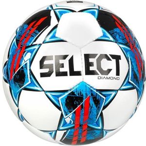Select Diamond V22 Voetbalbal, Wit/Blauw/Rood, Maat 4