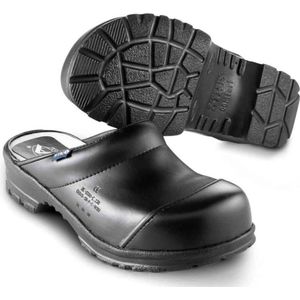 Sika 54 Klomp Open Hak - Zwart - Permair Leer - Slip Bestendig