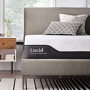 LUCID Hybride matras, 25 cm hoog, traagschuim en pocketveren, met bamboehoutskool en aloë vera, ademend, gemiddelde hardheid, Frans bed, 120 x 190 cm