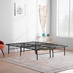 Linenspa 14 inch opvouwbare metalen plateaubedframe, zwart, kingsize (150 x 200 cm)