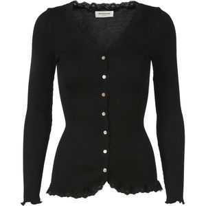 Rosemunde Ribgebreid Vest met Zijde Zwart