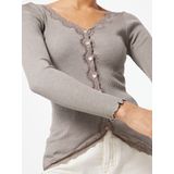 Rosemunde - RWBabette LS V-neck Regular Lace - Vest - Bruin Melange