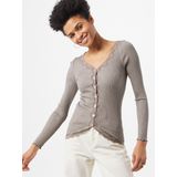 Rosemunde - RWBabette LS V-neck Regular Lace - Vest - Bruin Melange