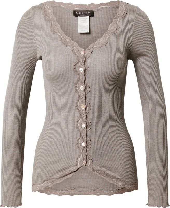Rosemunde - RWBabette LS V-neck Regular Lace - Vest - Bruin Melange