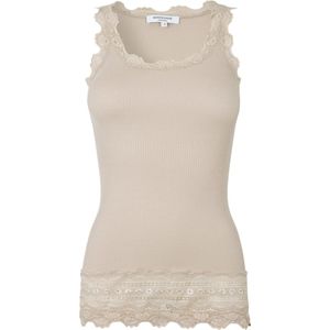 Rosemunde - Benita - Tanktop - Cacao - Zijdemix met Vintage-kant aan de Halslijn