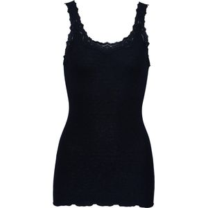 Rosemunde - Babette Silk Top - Tanktop - Zwart - Prachtige Omgekeerde Vintage Kanten Afwerking