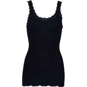 Rosemunde - Babette Silk Top - Tanktop - Zwart - Prachtige Omgekeerde Vintage Kanten Afwerking