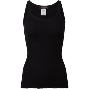 Blousetops - Zwart - 70% Zijde 30% Katoen - Mouwloos Met Gegolfde Rand