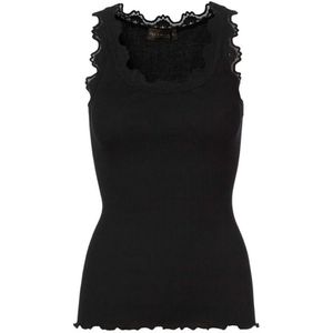 Rosemunde Ribgebreide Singlet met Zijde Zwart