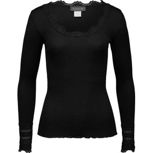 rosemunde Langarmshirt Benita Silk Blouse Vintage-Spitzenbesatz am Ausschnitt, elastische Spitze an den Ärmeln
