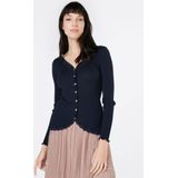 Cardigan - Navy - V-hals - Lange Mouwen - Kanten Randje