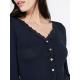 Cardigan - Navy - V-hals - Lange Mouwen - Kanten Randje