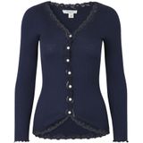 Cardigan - Navy - V-hals - Lange Mouwen - Kanten Randje