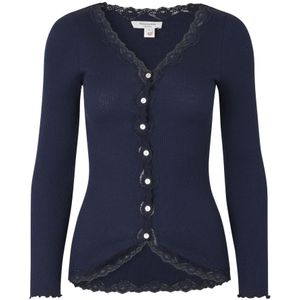 Cardigan - Navy - V-hals - Lange Mouwen - Kanten Randje