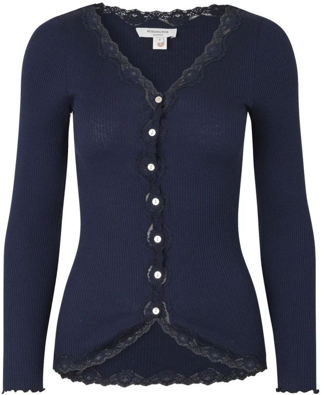 Cardigan - Navy - V-hals - Lange Mouwen - Kanten Randje
