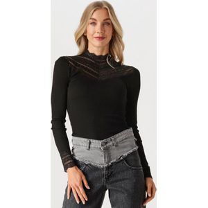 Rosemunde Silk T-shirt W Lace Tops T-shirts Dames - Shirt - Zwart