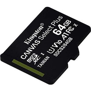 Kingston - Canvas Select Plus - microSD Kaart - 64GB - Groen Grijs - Duurzaam