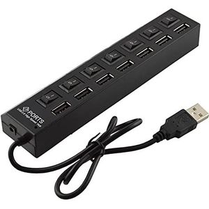 CoreParts MSPP74014 Interface Hub USB 2.0 (USB-A, 7 Havens), Docking station + USB-hub, Zwart