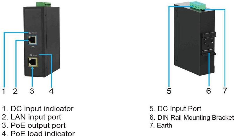 MicroConnect - PoE Injector - 30W - Binnengebruik - 55Vdc