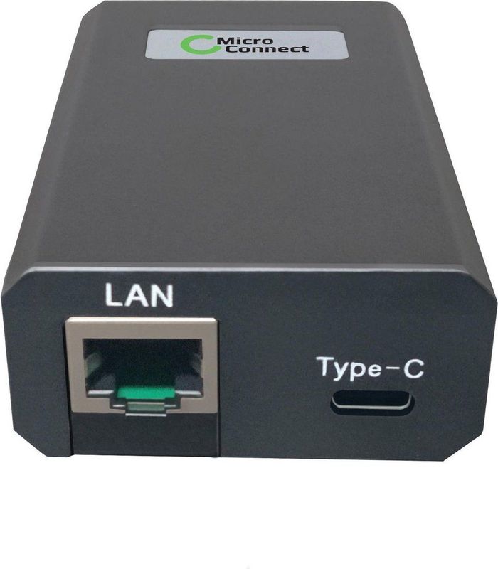 MicroConnect - POE Netwerkadapter - Zwart - USB-C, RJ45/LAN (2x)