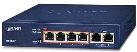 Planet - 4-poorts Switch - Unmanaged - 10/100TX - PoE - 60W per poort