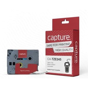 Capture - Etiketteringstape - Wit op Zwart - 18 mm - 8 m