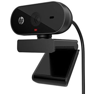 HP 320 Webcam FHD 1080P, USB, groothoek, lensdop, verstelbare hoek, automatische correctie van de helderheid, gecertificeerd werken met Chromebook, Chrome OS, Windows 11, MacOS, zwart