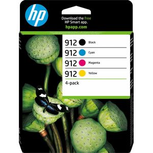 HP 912 4-Pack CMYK(4) Original Ink Cartridge Combo inktcartridge 4 stuk(s) Origineel Normaal rendement Zwart, Cyaan, Magenta, Geel