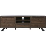 Tv-meubel Arno Smoked - Giga Living Donkerbruin - Eikenhout/Metaal - 55x170cm