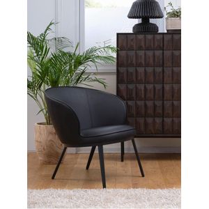 Fauteuil Gain Zwart Faux Leather - Giga Living - Stof/Metaal