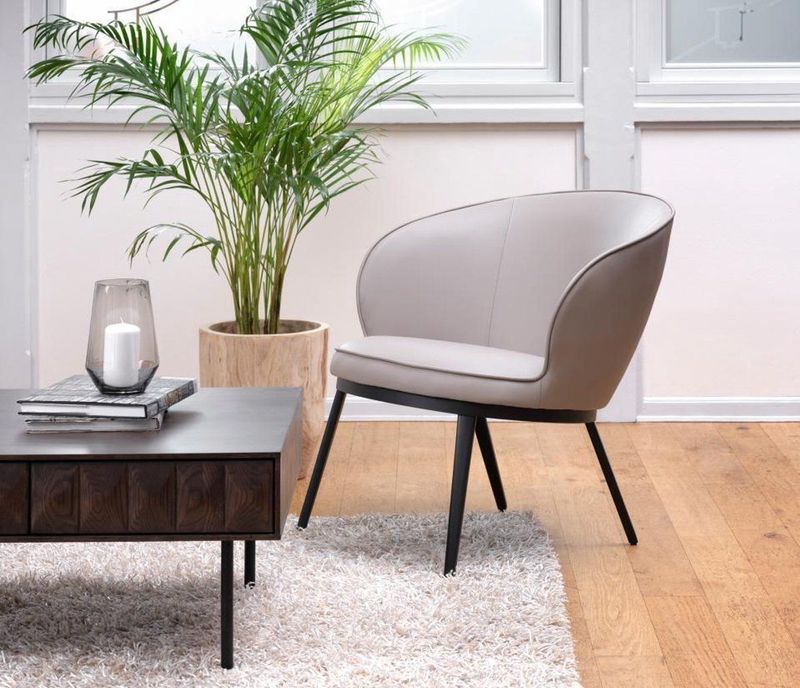 Fauteuil Gain Taupe Faux Leather - Giga Living Taupe - Stof/Metaal