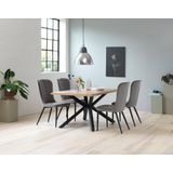 Eettafel Arno Naturel 90x160cm Fixed - Giga Living - Metaal/Eikenhout