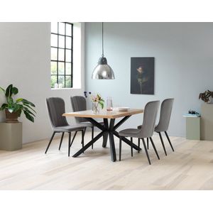 Eettafel Arno Naturel 90x160cm Fixed - Giga Living - Metaal/Eikenhout