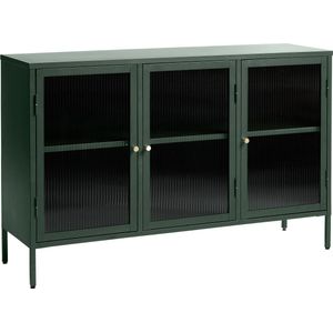 Dressoir Groen - Metaal & Glas - 3 Deuren - 40x132x85cm - Soft Closing - Dressoir Bronco - Giga Living