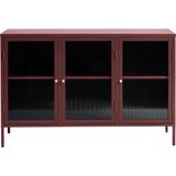 Dressoir Bronco Rood Glas 3 Delen - Giga Living - Metaal/Glas - 85x132cm