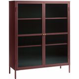 Vitrinekast Rood - Metaal - 40x110,9x140cm - 2 Deuren - Soft Closing - Vitrinekast Bronco - Giga Living