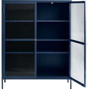 Giga Living - Bronco - Vitrinekast - Blauw - Metaal - Soft Closing - 40x110,9x140cm