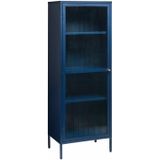 Vitrinekast Metaal Blauw - 58cm - 1-Deurs - Soft Closing - Kast Bronco - Giga Living