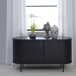 Giga Living - Dressoir - Zwart - Eikenhout - Schuifdeuren